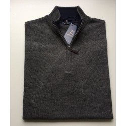 PULLS Coll ZIP CACHEMIRE, LAINE et SOIE GRIS